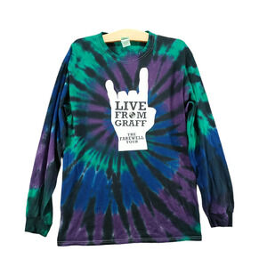 Gildan Heavy Cotton Men's Live From Graff Tie Dye T-Shirt Multi Medium Crew Neck